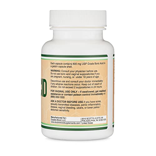 Boric Acid Vaginal Suppositories (600mg, 60 Count) Supports Vaginal pH Balance, Odor Control Double Wood Supplements buy supplements canada