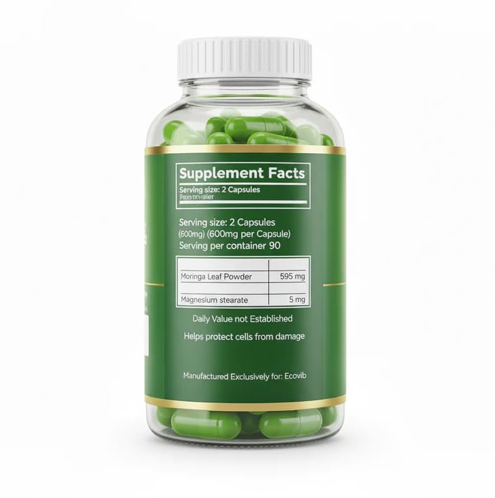 ECOVIB Moringa Capsules – 180 Vegan Capsules | Organic Superfood for Energy, Immunity & Detox ECOVIB buy supplements canada