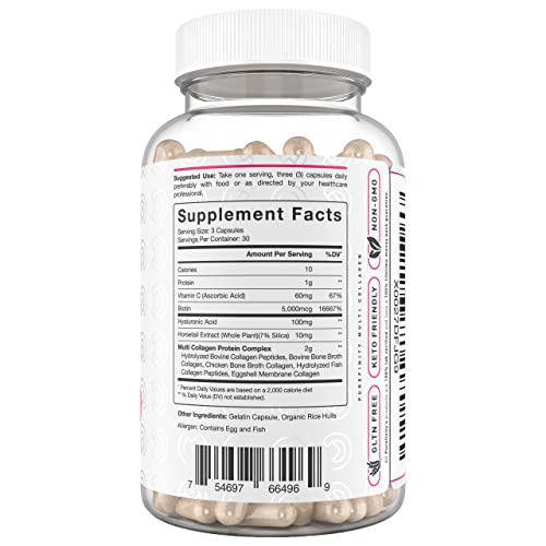 PUREFINITY Collagen Peptides for Women – Type I, II, III, V & X with Biotin & Hyaluronic Acid, Supports Healthy Skin, Bones, Hair & Nails – Non-GMO, Grass-Fed (90 Capsules, 1 Month Supply) PUREFINITY buy supplements canada