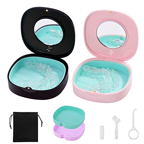 2 Pack Retainer Case with Vent Holes, Mirrors,Compatible with Invisalign,Night Guards Doboli buy supplements canada