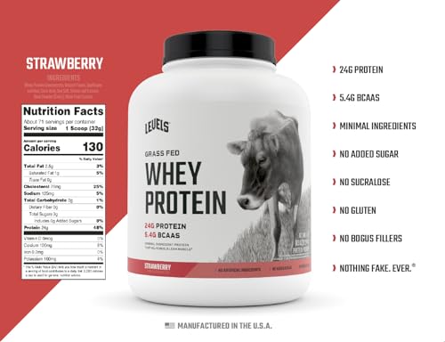 Levels Grass Fed 100% Whey Protein, No Hormones, Strawberry, 5LB Levels Nutrition buy supplements canada