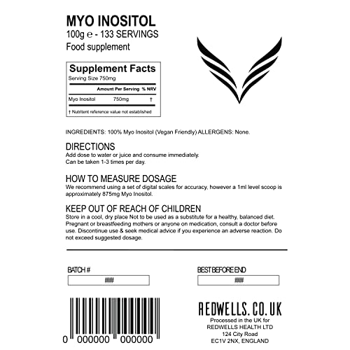 Myo Inositol Powder REDWELLS PCOS & Fertility GMO Free Vegan - 100g Pack REDWELLS buy supplements canada