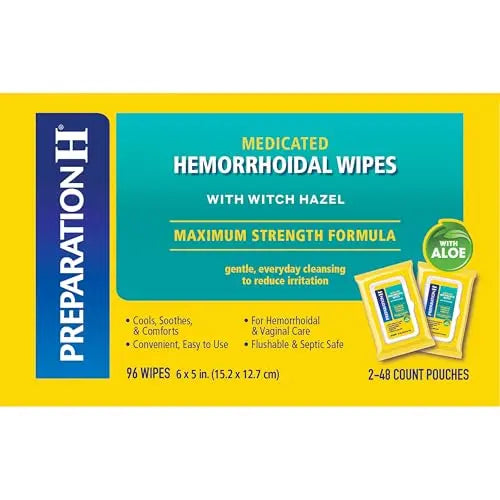 Preparation H Hemorrhoid Flushable Wipes with Witch Hazel for Skin Irritation Relief - 96 Count Preparation H buy supplements canada