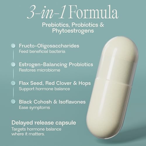 BIOMA Menopause Support Probiotics for Women - Hormone Free Hot Flash & Night Sweat Relief - Gut-Hormone Balance with Phytoestrogens, BB536, Delayed Release (60 Capsules - 30 Day Supply) BIOMA buy supplements canada