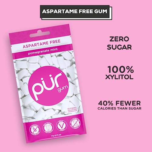 PUR Gum | Aspartame Free Chewing Gum | 100% Xylitol | Natural Pomegranate PUR buy supplements canada