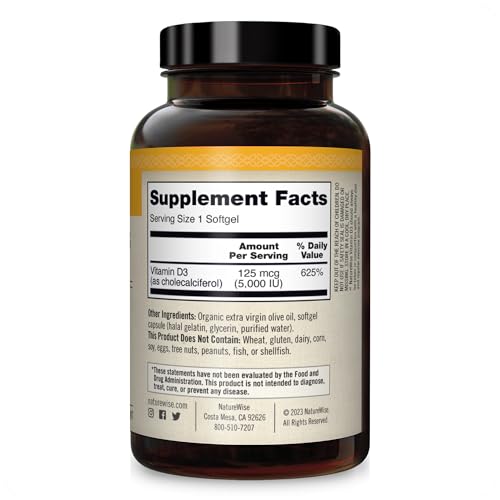 NatureWise Vitamin D3 5000iu (125 mcg) Healthy Muscle Function, and Immune Support NatureWise buy supplements canada