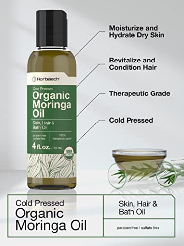 Organic Moringa Oil | 4 fl oz | for Face, Hair, and Skin | 100% Therapeutic Grade | Paraben Horbäach buy supplements canada