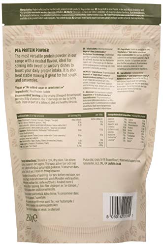 Pulsin - Unflavoured Vegan Pea Protein Powder - 250g - 8.0g Protein, 0g Carbs, 41 Kcals Per Serving Pulsin buy supplements canada