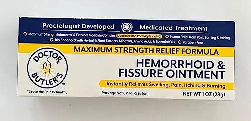 Doctor Butler’s Hemorrhoid & Fissure Ointment – Hemorrhoid Treatment and Hemorrhoid Cream with Lidocaine and Phenylephrine HCI for Fast Acting Relief of Pain, Swelling, Discomfort, and Itching (1 oz.) Doctor Butler's buy supplements canada