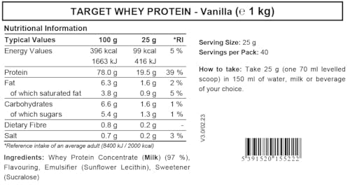 Whey Protein Powder | Vanilla | Target Whey Protein by ROS Nutrition | 1 Kg | 40 Servings | ROS Nutrition buy supplements canada