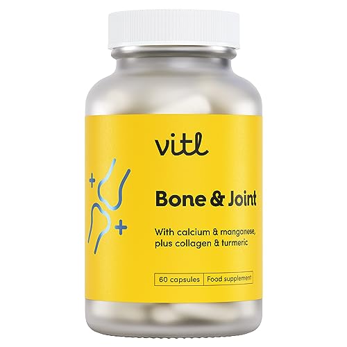 Vitl Bone & Joint Supplement - 60 Capsules - with Calcium, Manganese, Hydrolysed Type II Collagen & Turmeric - Maintenance for Joints, Bones VITL buy supplements canada