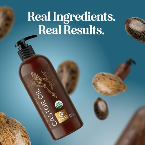 Hexane Free Organic Castor Oil - USDA Organic Castor Oil for Body Detox Hair Growth & Skin Care Maple Holistics buy supplements canada