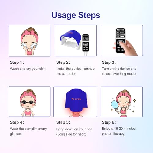 Frovab 7 in 1 Colors LED Light Therapy Mask, Red & Blue Face Mask Light Therapy, Portable & Flexiable Frovab buy supplements canada
