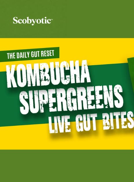Scobyotic® Kombucha Supergreens Live Gut Bites – 10 Billion CFU Probiotics + Prebiotics & Postbiotics – Kombucha & Supergreens – Freeze-Dried Probiotic Supplement Scobyotic buy supplements canada