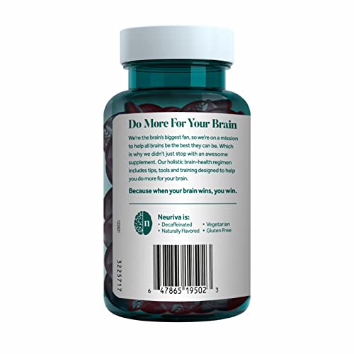 NEURIVA Plus Decaffeinated Nootropic Brain Supplement for Memory, Focus & Concentration & Cognitive Function, Clinically Tested NeuroFactor, Phosphatidylserine, Vitamins B6 B12,50ct Strawberry Gummies NEURIVA buy supplements canada