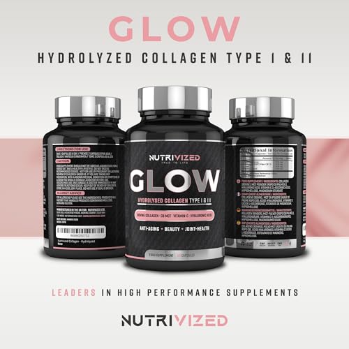 Nutrivized Glow Hydrolysed Type 1&3 Collagen with Premium Pure C8 MCT Oil - Vitamin C & Hyaluronic Acid Nutrivized buy supplements canada