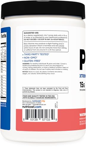Nutricost Pre-Workout Xtreme, Watermelon, 30 Servings, Vegetarian, Non-GMO and Gluten Nutricost buy supplements canada