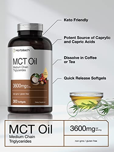 Keto MCT Oil Capsules 3600mg | 300 Softgels | Coconut Oil Pills | Non-GMO and Gluten Horbäach buy supplements canada