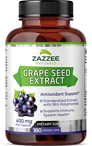 Zazzee High Strength Grape Seed 50:1 Extract, 20,000 mg Strength, 180 Vegan Capsules Zazzee buy supplements canada