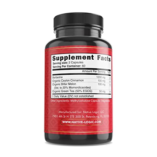 Native Logic Berberine HCL 1200mg with Ceylon Cinnamon, Bitter Melon, and Green Tea Native Logic buy supplements canada
