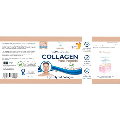 Swedish Nutra Powder Marine Collagen - Pack of 300g, 30 Day Supply | Minimize Fine Lines, Wrinkles & Improve Skin Elasticity | High Absorption Rate Swedish Nutra buy supplements canada