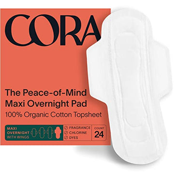 Cora Organic Cotton Topsheet Maxi Pads | Ultra Thin Period Pads with Wings | Maxi Overnight Cora buy supplements canada