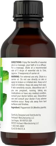 Horbaach Peppermint Oil | 2 fl oz | Pure Essential Spray | for Massage, Bath & Diffusers | Non-GMO Horbäach buy supplements canada
