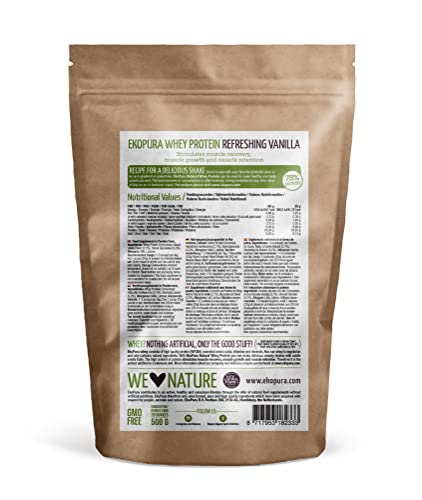 Ekopura Natural Whey Protein - Vanilla - 500g | 78% Protein | 100% Natural Grass Fed Whey Ekopura buy supplements canada