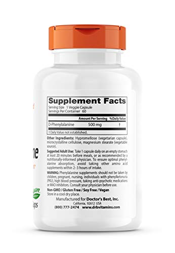 Doctor's Best D-Phenylalanine, Supports Mood, Nervous System, Non-GMO, Vegan, Gluten Doctor's BEST buy supplements canada