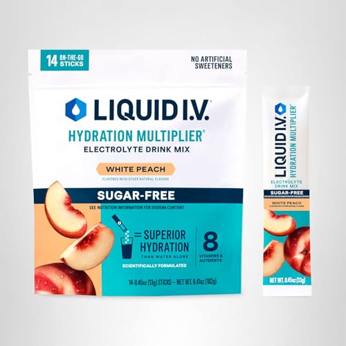 Liquid I.V.® Hydration Multiplier Sugar-Free - White Peach | Electrolyte Powder Drink Mix | 1 Pack (14 Servings) Liquid I.V. buy supplements canada