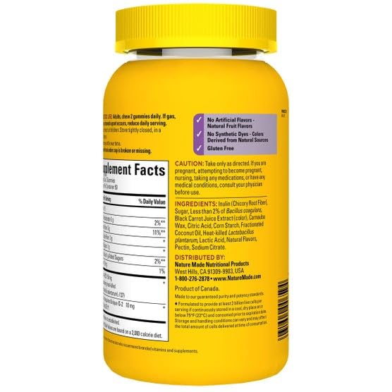 Nature Made Triple Action Biotic Gummy, 100 Gummies, Combined Prebiotic, Probiotic and PostBiotic, 50 Day Supply Nature Made buy supplements canada