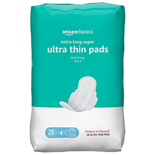 Amazon Basics Ultra Thin Pads with Flexi-Wings for Periods, Extra Long Length, Super Absorbency Amazon Basics buy supplements canada