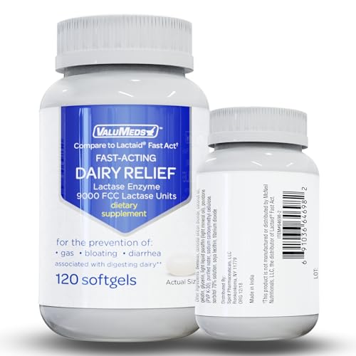 ValuMeds Fast Acting Dairy Relief Lactose Enzymes, 120 Softgels, Help Prevent Gas ValuMeds buy supplements canada