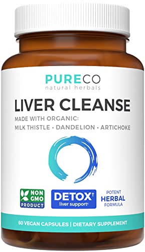 Organic Liver Cleanse Detox & Repair (Vegan, Non-GMO) Milk Thistle Extract (80% Silymarin) PURE CO buy supplements canada