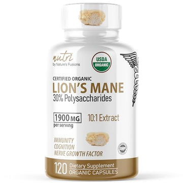 Nutri Organic Lions Mane Supplement Capsules - 1900 mg, 10:1 Dual Extraction, 120 Count Nature's Fusions buy supplements canada