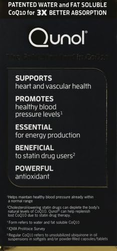 Qunol Ultra CoQ10 100mg, 3x Better Absorption, Patented Water and Fat Soluble Natural Supplement Form of Coenzyme Q10 Qunol buy supplements canada