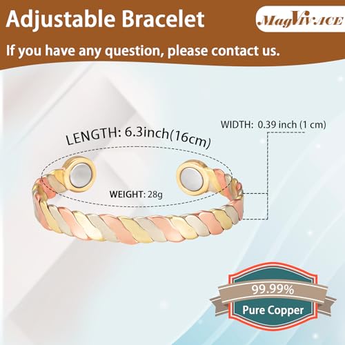MagVIVACE Women Copper Magnetic Bracelet for Arthritis, Pure Copper Jewelry, Lymph Detox Bracelets MagVIVACE buy supplements canada