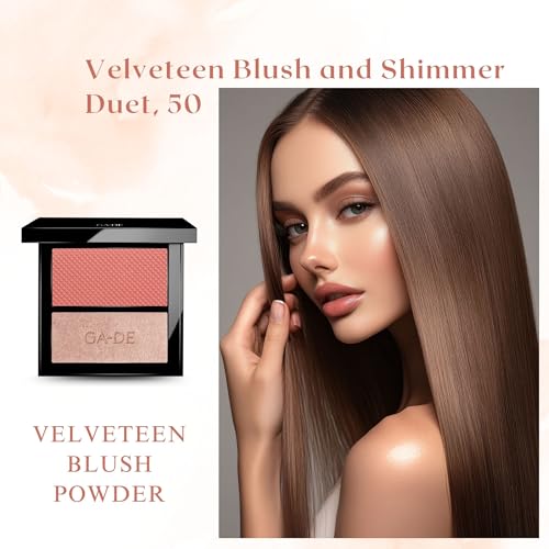 GA-DE Velveteen Blush and Shimmer Duet, 50 - Formulated with Micronized Pearls and Pigments for Sculpting Face and Décolleté - Paraben-Free - 0.26 oz GA-DE buy supplements canada