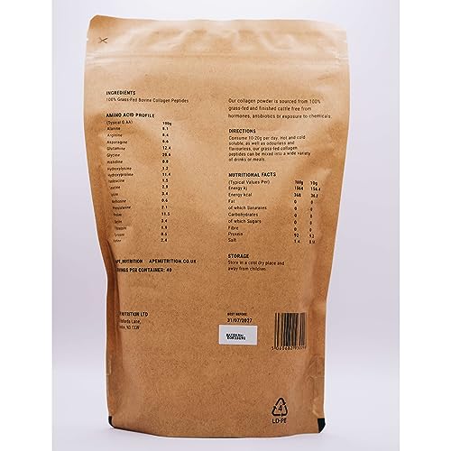 APE Nutrition Collagen Powder Peptides - Type 1 & 3 Bovine Collagen Protein, 100% Grass-Fed & Finished, Ancestral Supplement UK A | P | E buy supplements canada