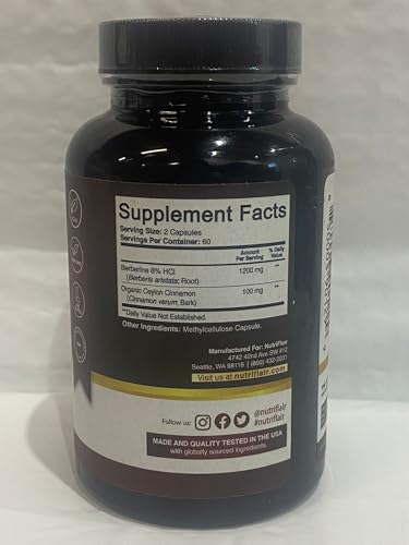 NutriFlair Premium HCL 1200mg, 120 Capsules - Plus Pure True Ceylon Cinnamon NutriFlair buy supplements canada