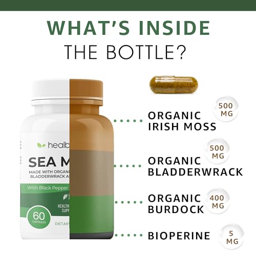 healblend Organic Irish Moss, Bladderwrack, Burdock, & BioPerine - 1405mg with Black Pepper healblend buy supplements canada