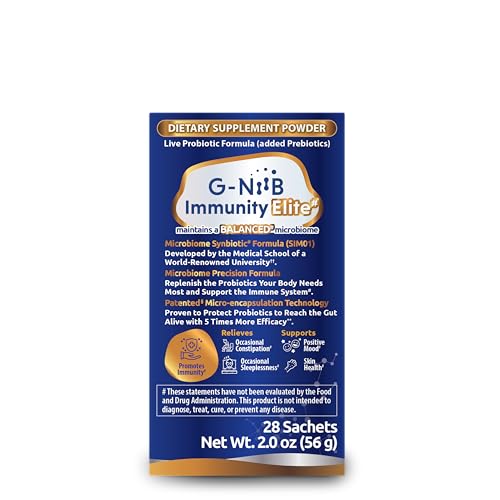G-NiiB Immunity Elite (SIM01 Synbiotic Formula) - Potent Live probiotics and Added prebiotics to Support Immunity, Regularity, Sleep, Mood, and Skin - 5X More Effective in Reaching the Gut Alive G-NiiB buy supplements canada