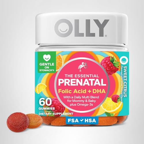 OLLY Prenatal Multivitamin Gummy, Supports Healthy Growth and Brain Development, Folic Acid, Vitamin D, Omega 3 DHA, Chewable Supplement OLLY buy supplements canada