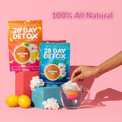 SkinnyBoost 28 Day Detox Tea Kit-1 Daytime (28 Bags) 1 Evening (14 Bags) Non GMO SkinnyBoost buy supplements canada
