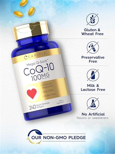 Carlyle CoQ10 100mg | 240 Softgels | Mega Q-Sorb Coenzyme Q-10 | with Black Pepper Carlyle buy supplements canada
