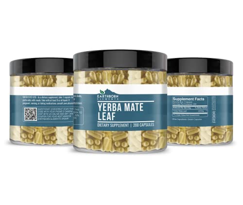Earthborn Elements Yerba Mate Leaf 200 Capsules, Pure & Undiluted, No Additives Earthborn Elements buy supplements canada