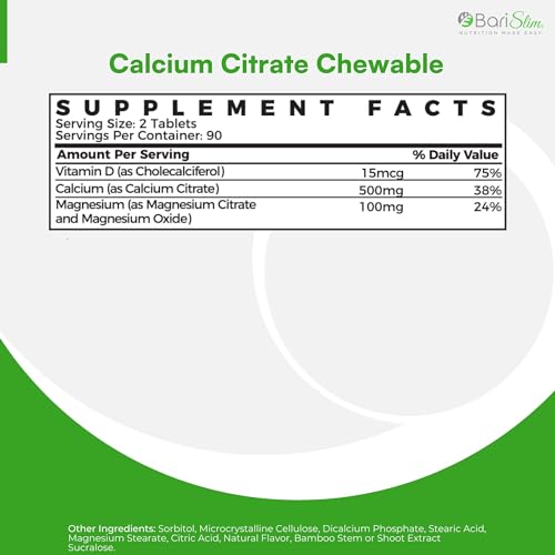 BariSlim Bariatric Calcium Citrate with Magnesium and Vitamin D Tabs - 500 mg of Calcium BariSlim buy supplements canada