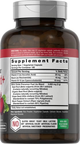 Nitric Oxide Beet Root Capsules | with Nitrates | 180 Count | Nitric Oxide Precursor | Vegetarian Horbäach buy supplements canada