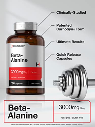 Beta Alanine Capsules | 3000mg | 180 Count | Non-GMO, Gluten Free Supplement Horbäach buy supplements canada