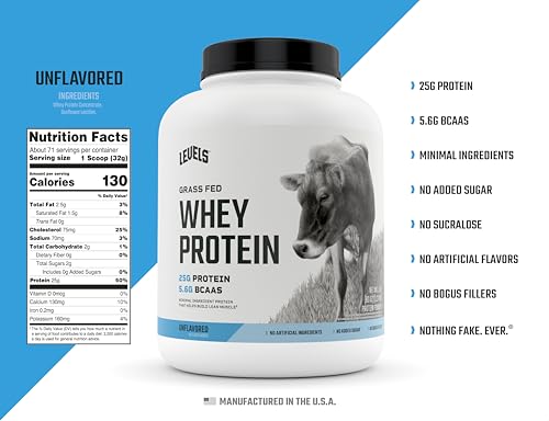 Levels Grass Fed 100% Whey Protein, No Hormones, Unflavored, 5LB Levels Nutrition buy supplements canada